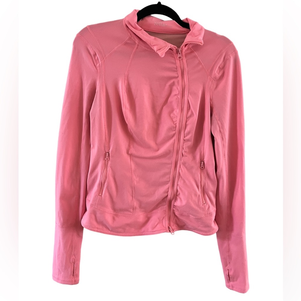 Zella Pink full zip athletic jacket women’s medium stretchy side zip